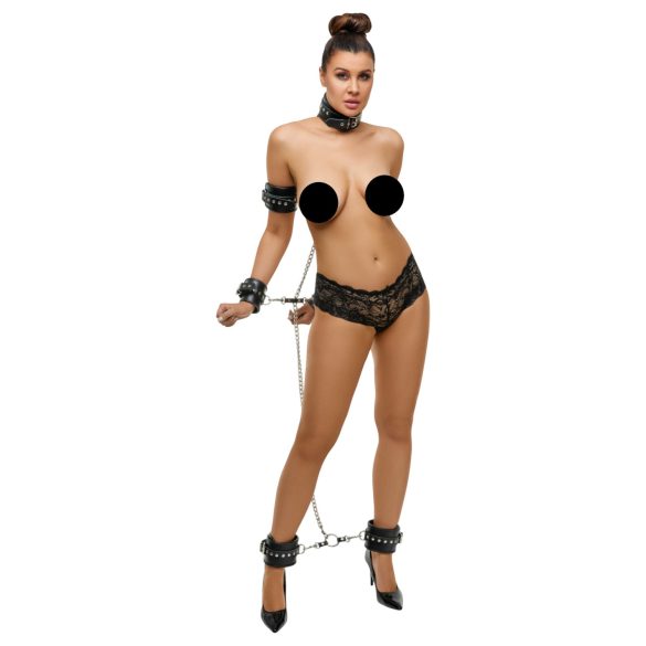 ZADO - complete zwarte lederen boeien set