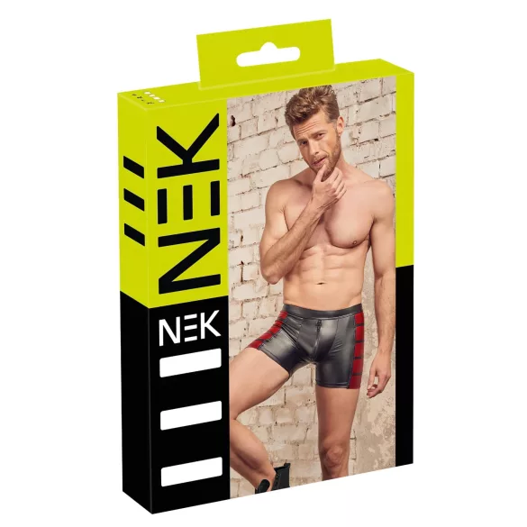 NEK - herenboxer met rits - rood inzetstuk - zwart - L