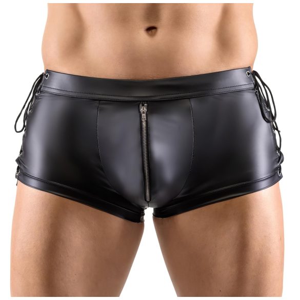 Svenjoyment - boxershort met zijkant vetersluiting - mat - zwart - M