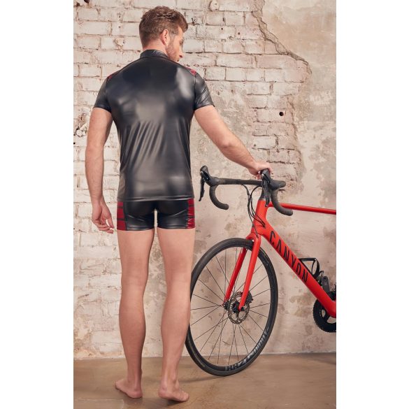 NEK - zwart herenbovenstuk met rode accent en rits - L