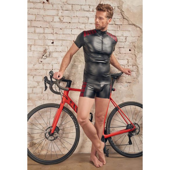 NEK - zwart herenbovenstuk met rode accent en rits - XL