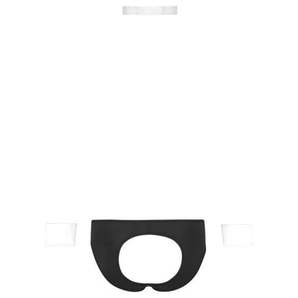 Svenjoyment - mannenkelner stringset (zwart-wit) - XL