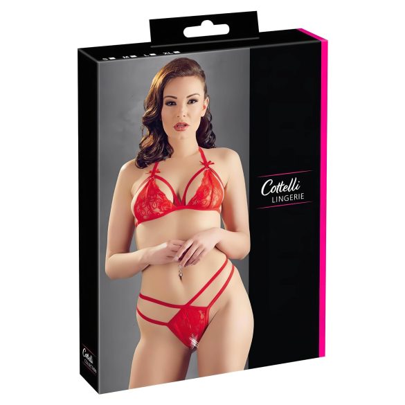 Cottelli - Open kanten bustierset (rood) - L