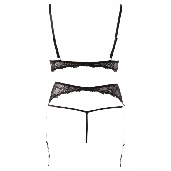 Abierta Fina - lingerie set - kant en parels - zwart