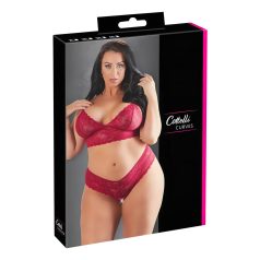 Cottelli Plus Size - bh set - zachte kant - rood - 2XL