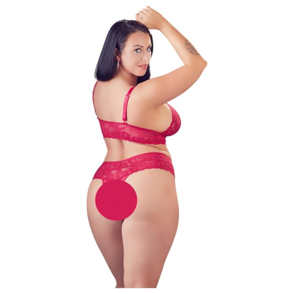 Cottelli Plus Size - zacht kanten bh-set (rood) - 4XL