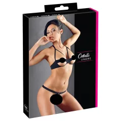 Cottelli - bh set met metalen ringen - zwart - 80B/M