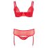 Cottelli Plus Size - lingerie set - verstelbaar - rood - 95D/2XL