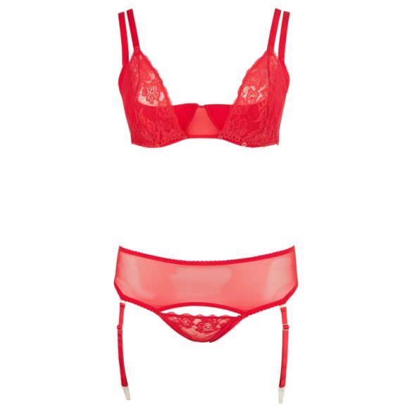 Cottelli Plus Size - lingerie set - verstelbaar - rood - 90E/XL