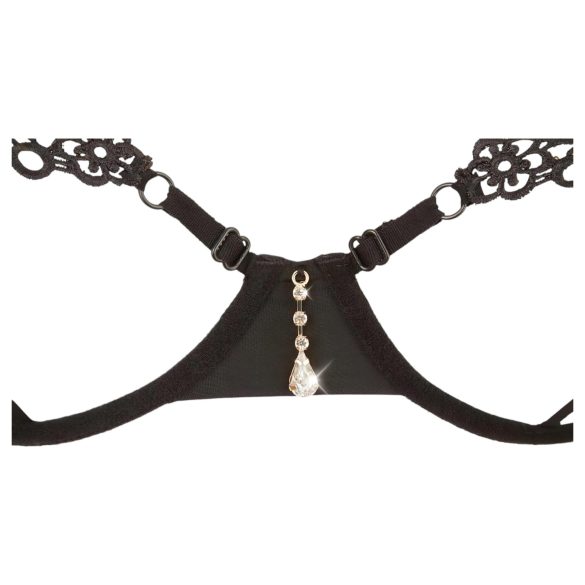 Cottelli - lingerie set - geborduurd en glanzend - zwart