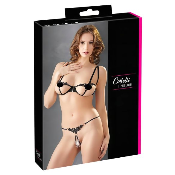 Cottelli - Glinsterend geborduurde bh-set (zwart) - M