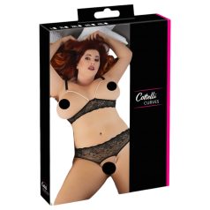 Cottelli Plus Size - bh set met parels - zwart