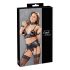 Cottelli Bondage - glanzend kanten lingerie set (4-delig) - M
