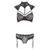 Cottelli - Kanten BH-set met kraag (zwart) - 85C/L