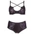 / Cottelli Plus Size - Kruisband BH en slip (zwart)