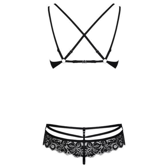Obsessive - bh set - kant bloemenprint - zwart