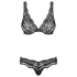 Obsessive Luvae - bh set - bloemenmotief met strass - zwart - L/XL
