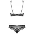 Obsessive Luvae - bh set - bloemenmotief met strass - zwart - L/XL