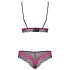 Obsessive Tulia - kant-en-lingerieset (zwart-roze)