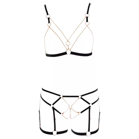 Cottelli - bodyharnas met kettingen - 2-delig - zwart - M