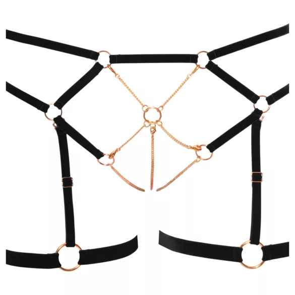 Cottelli - bodyharnas met kettingen - 2-delig - zwart - L
