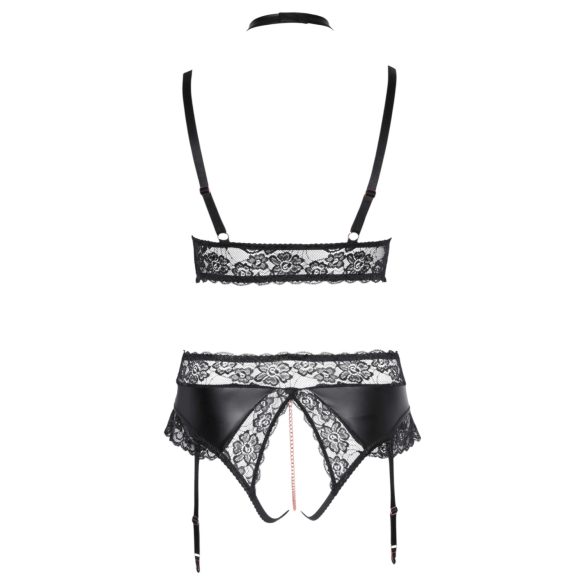 Cottelli Curves - lingerie set - glanzend effect - zwart