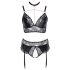 Cottelli Curves - lingerie set - glanzend effect - zwart - 3XL