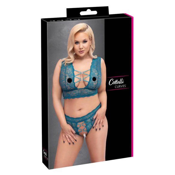 Cottelli Curves - korset kanten lingerieset (blauw)