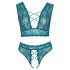 Cottelli Curves - korset kanten lingerieset (blauw) - 2XL