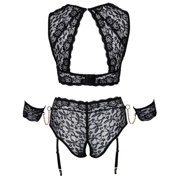 Cottelli Bondage Plus Size - kanten beha set (zwart)