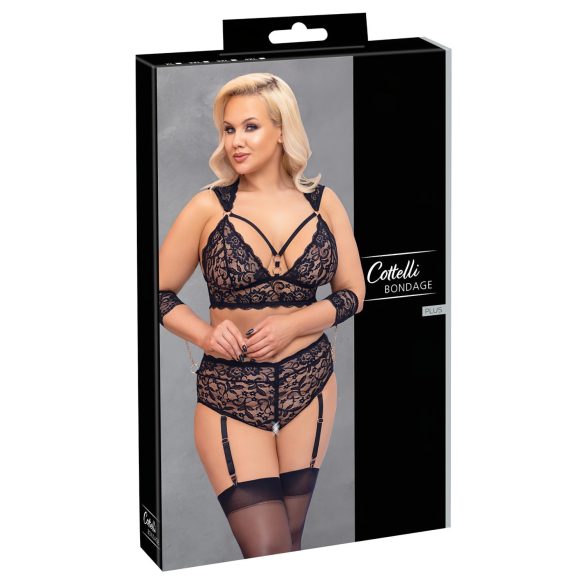 Cottelli Bondage Plus Size - kant-en-bh set (zwart) - 3XL