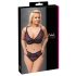 Cottelli Plus Size - doorzichtig patroon BH set (paars)