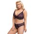 Cottelli Plus Size - doorzichtig patroon BH set (paars)