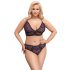 Cottelli Plus Size - doorzichtig patroon BH set (paars) - 2XL