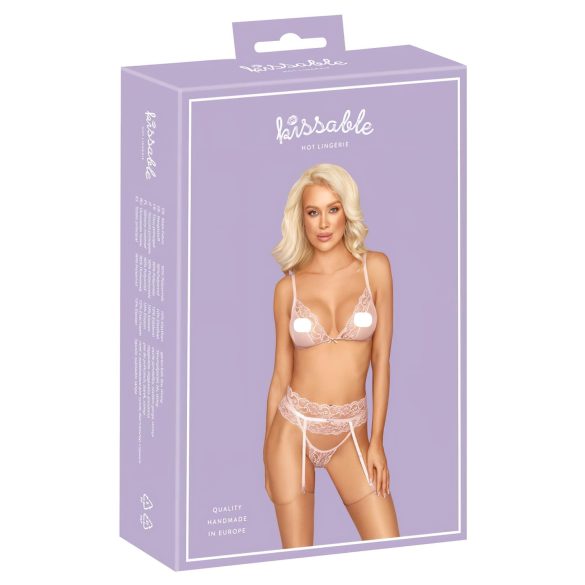 Kissable - kanten lingerie set (roze) - L/XL
