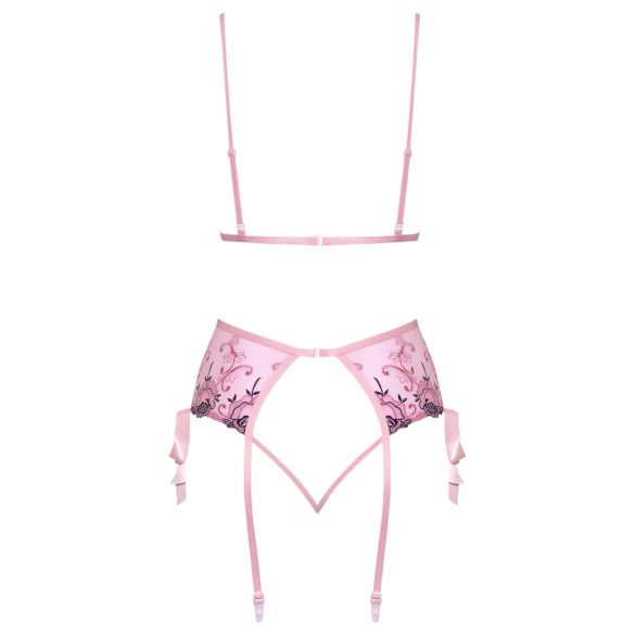Kissable - lingerie set - geborduurd rozenmotief - roze