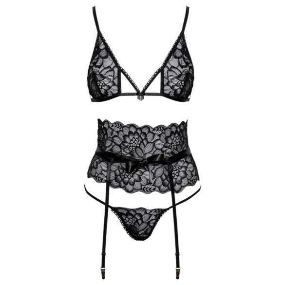 Kissable - kusbare beha set met tailleband (zwart)