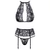 Kissbare set: halsband & kant BH (zwart)