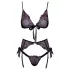 Kissable - zwarte bh set met roze-paars borduursel