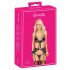 Kissable - Zwart Bh-setje met Roze & Paarse Borduursels - L/XL