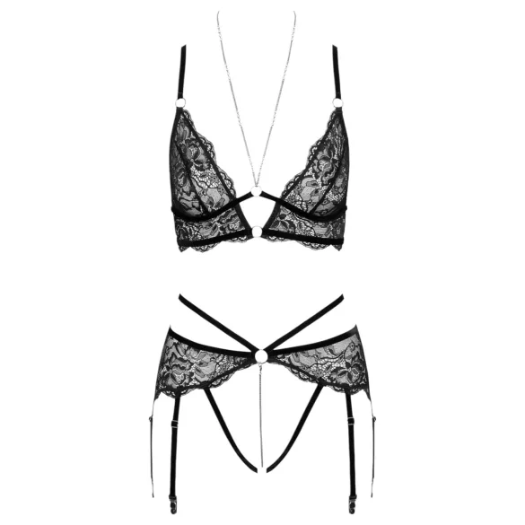 Abierta Fina - open kanten bh-set (zwart)