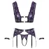 Cottelli Bondage - lingerie set en polsboeien (zwart-paars)