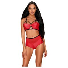 Obsessive Leatheria - leren look bh-set (rood) - S/M