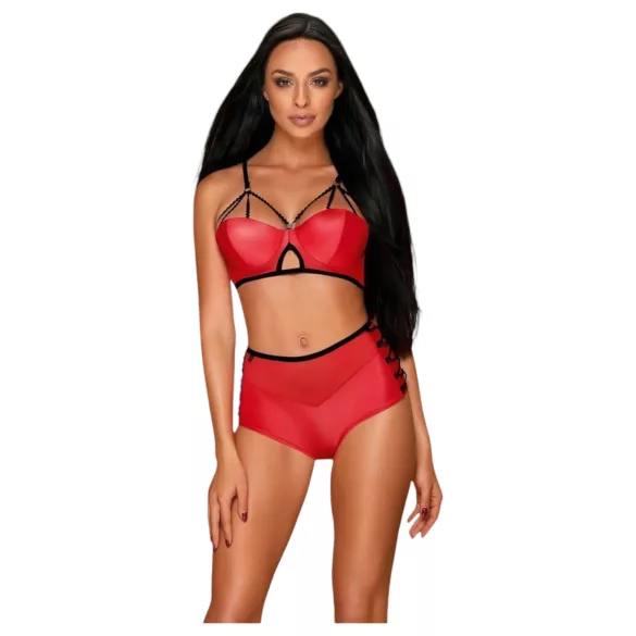 Obsessive Leatheria - leren look bh-set (rood) - S/M