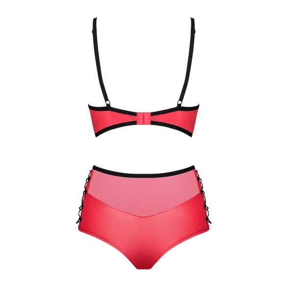 Obsessive Leatheria - leren look bh-set (rood) - S/M