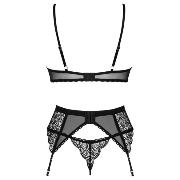 Obsessive Chemeris - bh set met jarretels - zwart - M/L