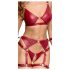 Cottelli Bondage - Glanzend BH-set & polsboeien (rood)
