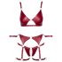 Cottelli Bondage - Glanzend BH-set & polsboeien (rood)