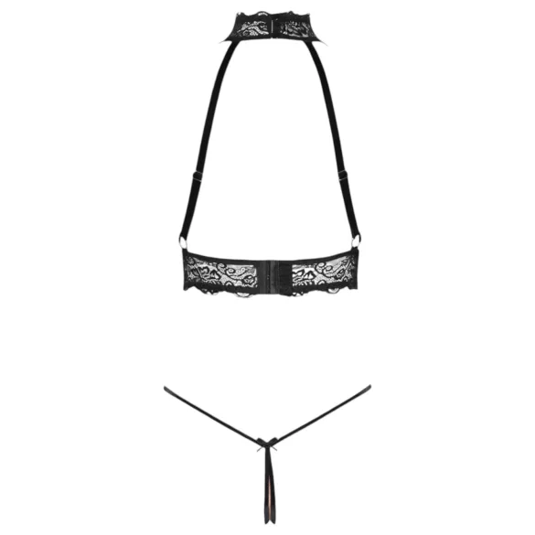 Abierta Fina - open lingerie set met kettingen - zwart - M