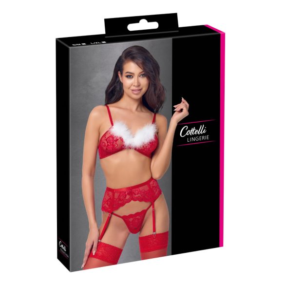 Cottelli - kanten kerst bh-set (rood)